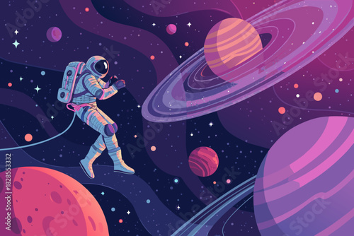 Depicting Futuristic Astronaut Floa Vibrant Creative Visual