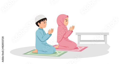 Children in prayer demonstrating devotion and cultural religious practices in