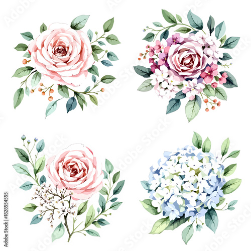 Set flower of vector floral elements