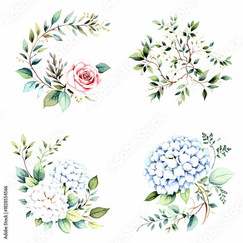 Set flower of vector floral elements