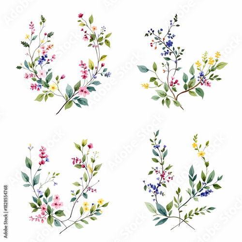 Set abstract floral background
