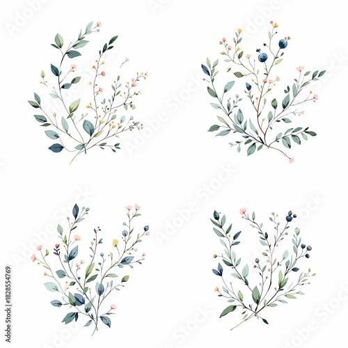 Set abstract floral background
