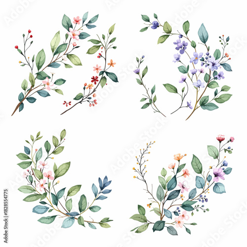  Cherry blossom floral pattern with pink blossoms on a decorative spring branch