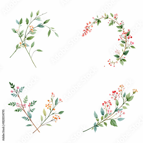 Floral vector background with flowers and leaves
