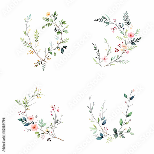 Floral vector background with flowers and leaves