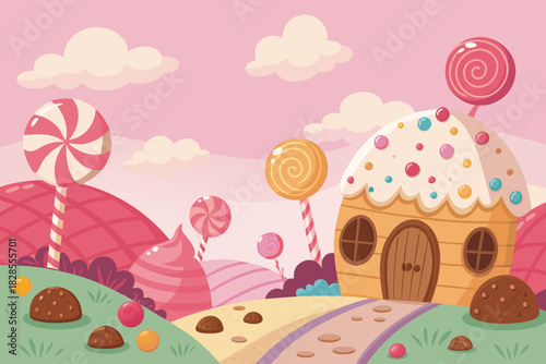 Showcasing Kawaii Candy World With Giant Sweets Dynamic Professional Photo