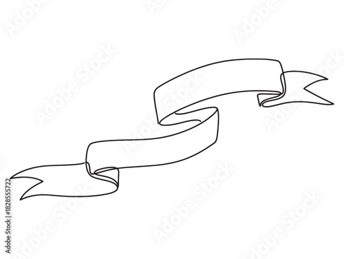 Classic Hand-Drawn Scrolling Ribbon Vector Outline for Decorative Graphic Elements