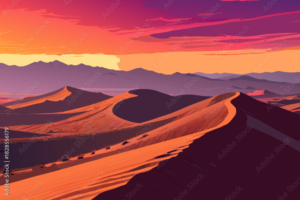 Fototapeta premium Crisp Landscape Bold Desert Dunes With Lon Premium Digital Asset