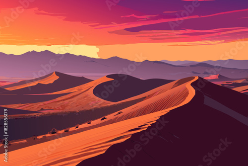 Crisp Landscape Bold Desert Dunes With Lon Premium Digital Asset