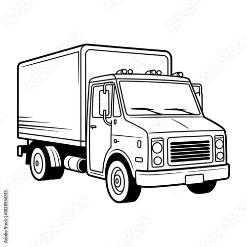 Dalivery truck illustration vector style coloring page 