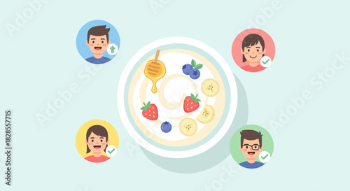 Healthy Breakfast with Yogurt and Fresh Fruit Selection for Nutritious Morning