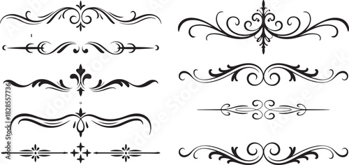 Collection of Page Decoration Border, Corner, Divider, Flourish Frame Ornament Text Separator Elements for Invitation Card Decoration and Design