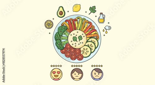 Colorful healthy vegetable and fruit platter with fresh ingredients and lively