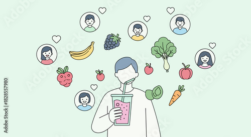Delightful illustration of healthy lifestyle choices with colorful fruits