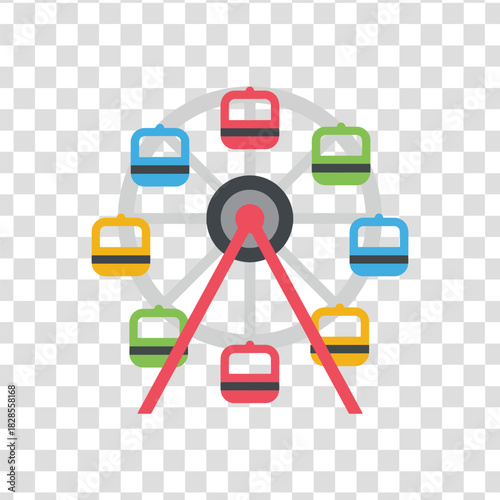 Colorful Ferris Wheel Icon. Amusement Park Ride Vector Illustration