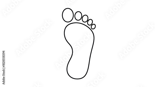 A simple black and white outline of a human foot, showing toes and sole.