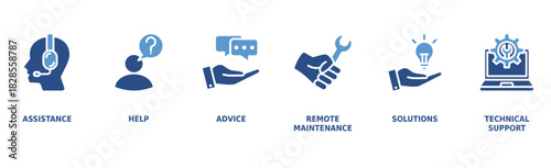 IT Expert banner web icon vector illustration concept with icon of assistance, help, advice, remote maintenance, solutions and technical support