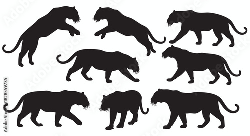 Black Panther Silhouettes A Dynamic Set of Wildlife Illustrations for Creative Graphic Projects and Designs in Vectors