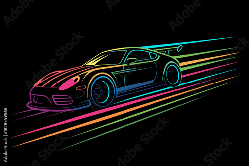 Beautiful Racing Car Silhouette With Speed Lines Bol Premium Digital Asset