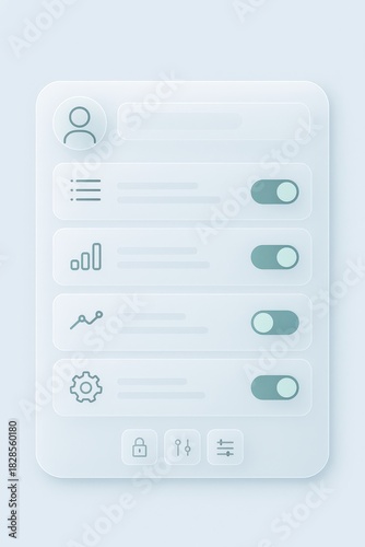 User interface design for digital application showcasing control settings and data visualization elements emphasizing user autonomy and streamlined technological interaction