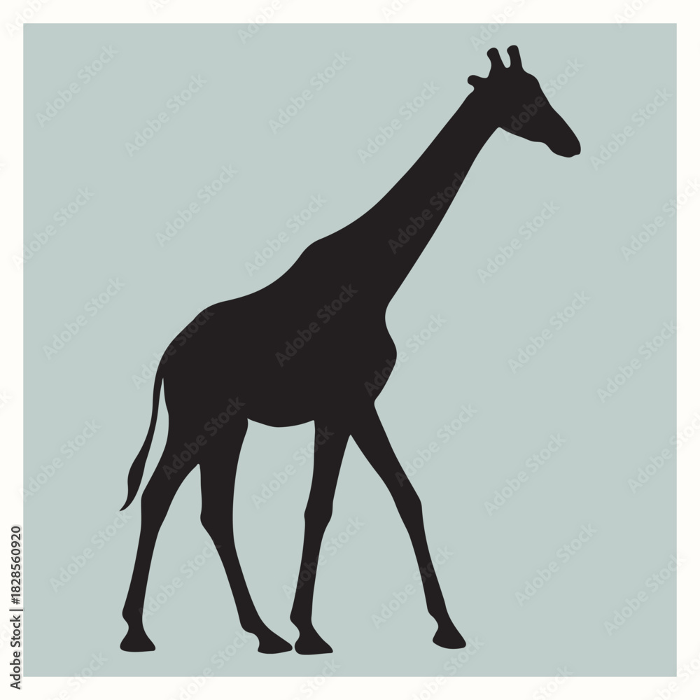 Obraz premium Tall Giraffe Animal Black Graphic Icon or Logo Design