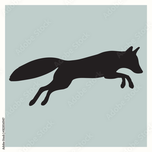 Jumping Fox Silhouette Vector Illustration Wildlife