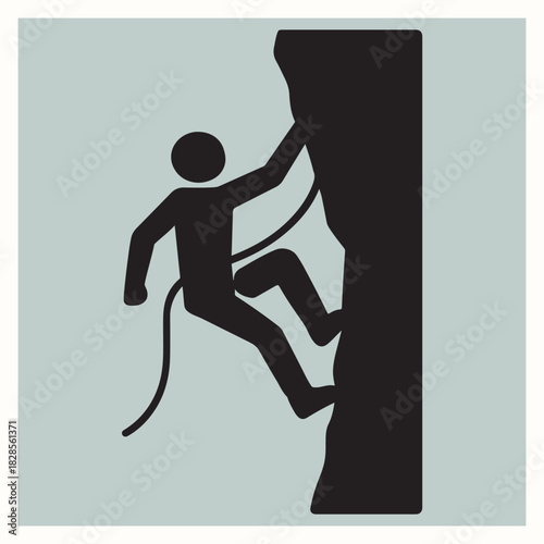 Rock Climbing Man Silhouette Icon Vector Illustration