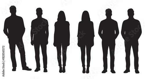 Silhouette Group Diverse People Silhouettes, Ideal for Design, Graphics, and Conceptual Projects Illustrating Human Representation