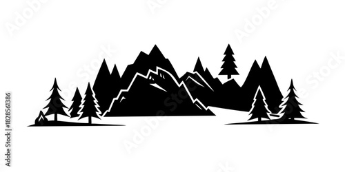 Variant Along the craggy foothills the conifer forest is an intr.
