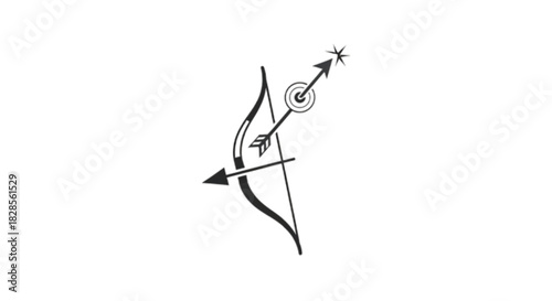 Archery bow and arrow hitting target with starburst, symbolizing success and precision.