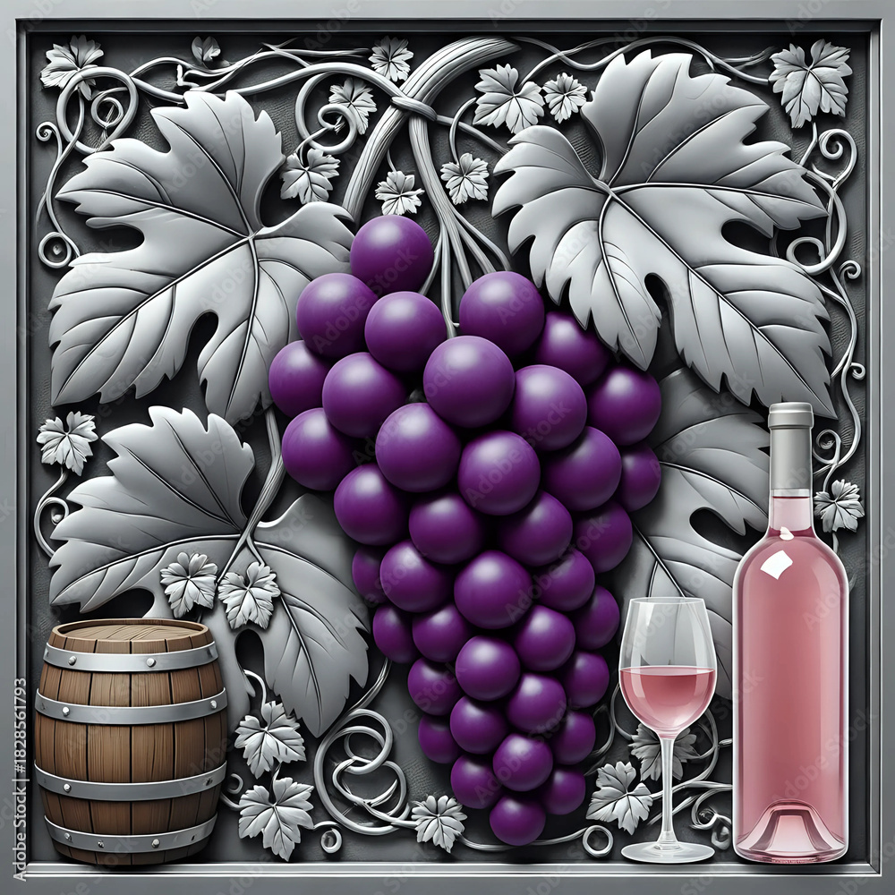 Naklejka premium Grapes and wine I Wall Decor 