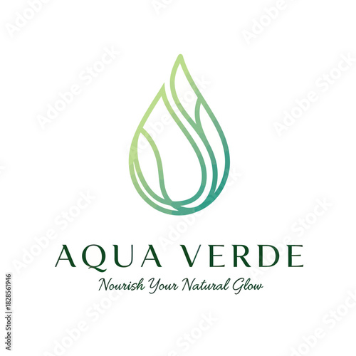 Aqua Verde Logo with Leaf and Water Drop Design for Natural Glow.