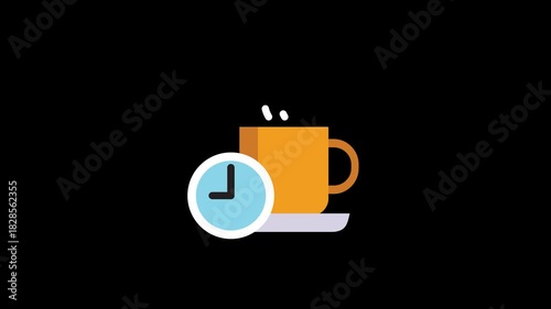 Minimalist Coffee Break Overlay. Flat Style Animated Element