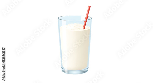 Refreshing creamy milkshake with a red straw in a tall glass, perfect for a cool treat.