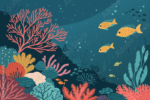 Crisp Underwater Coral World With Glowing Fishes Professional Photo