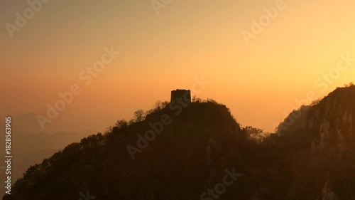 Aerial photography of the Great Wall at Banchangyu in Qinhuangdao City, Hebei Province,
