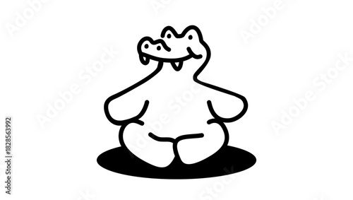 Crocodile toy symbol, black isolated silhouette
