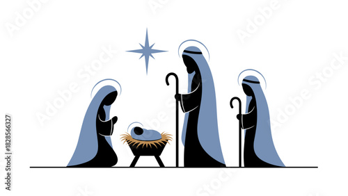 Elegant nativity scene silhouette for Christmas cards and holiday season designs vector
