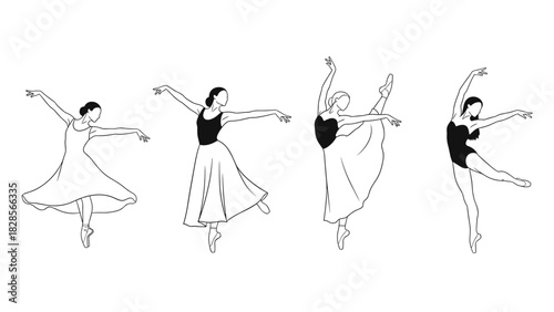 Elegant ballet dancers in graceful poses, professional choreography and classic performance