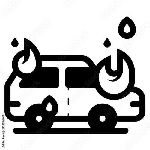 car fire burned by arson icon