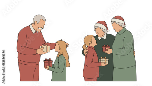 Heartwarming Christmas gifts exchanged between grandparents and granddaughter joyfully