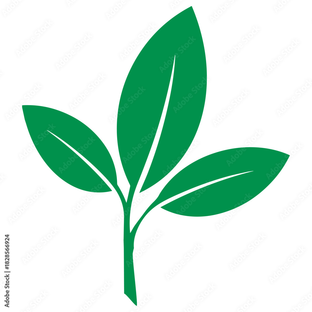 Fototapeta premium Green leaf sprout illustration representing eco friendly fresh plant growth and natural botanical environmental vector design