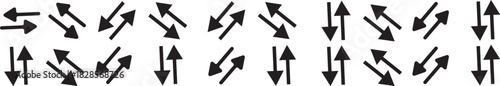 Vertical and horizontal arrow icons for swapping. Diagonal arrows symbol. Double sign navigation on Transparent Background
