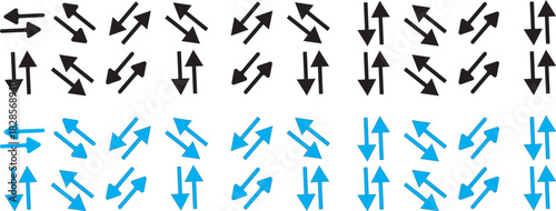 Vertical and horizontal arrow icons for swapping. Diagonal arrows symbol. Double sign navigation on Transparent Background
