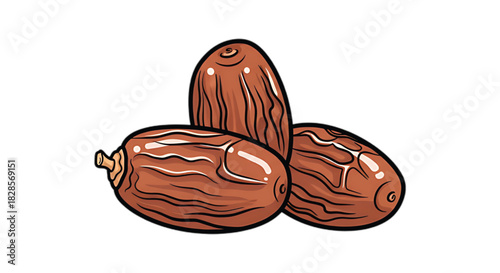 Three ripe dates clustered together, showcasing their rich texture and natural sweetness.