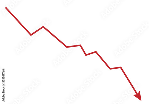 Quadro su tela downward sloping red arrow graph