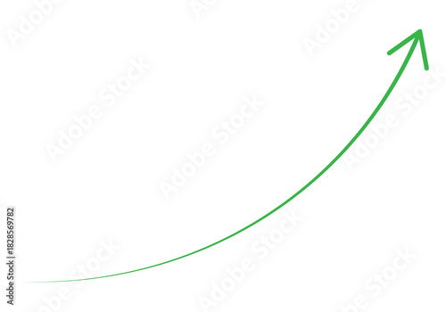 Obraz na plátně Green upward arrow curve symbolizes growth, progress, and positive trend in busi