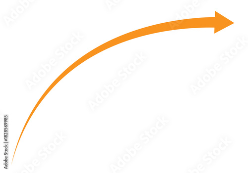 Orange curved arrow signifying growth, progress, forward movement, and dynamic direction