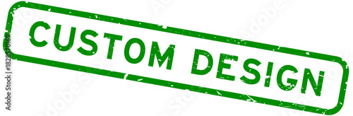 Grunge green custom design word square rubber seal stamp on white background