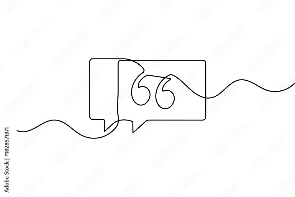 Obraz premium Speech bubble simple one line drawing clean minimalist outline vector graphic icon with background 